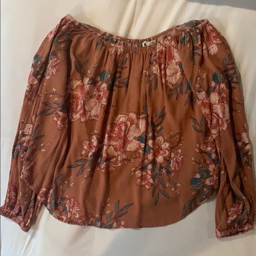 Long sleeve salmon floral Billabong shirt